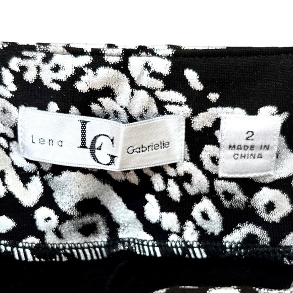 LENA GABRIELLE Black & Silver Metallic Leopard Print Pants Size 2 - Picture 8 of 10